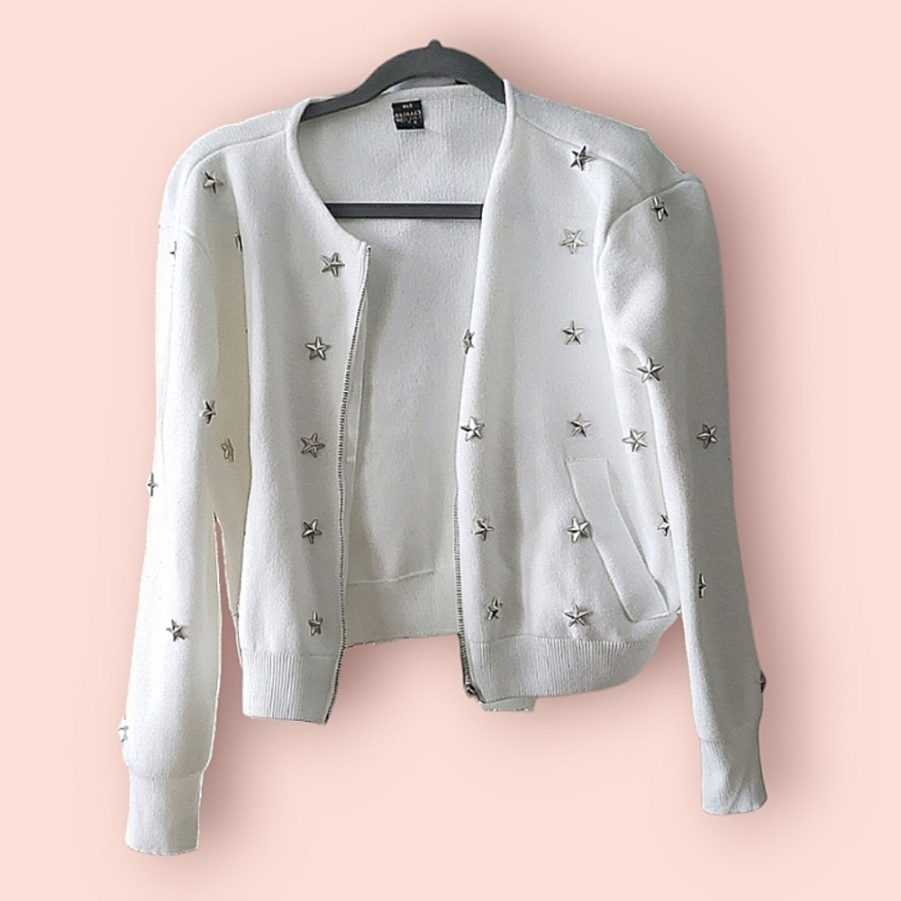 badgley mischka stretchy sport  star zip up